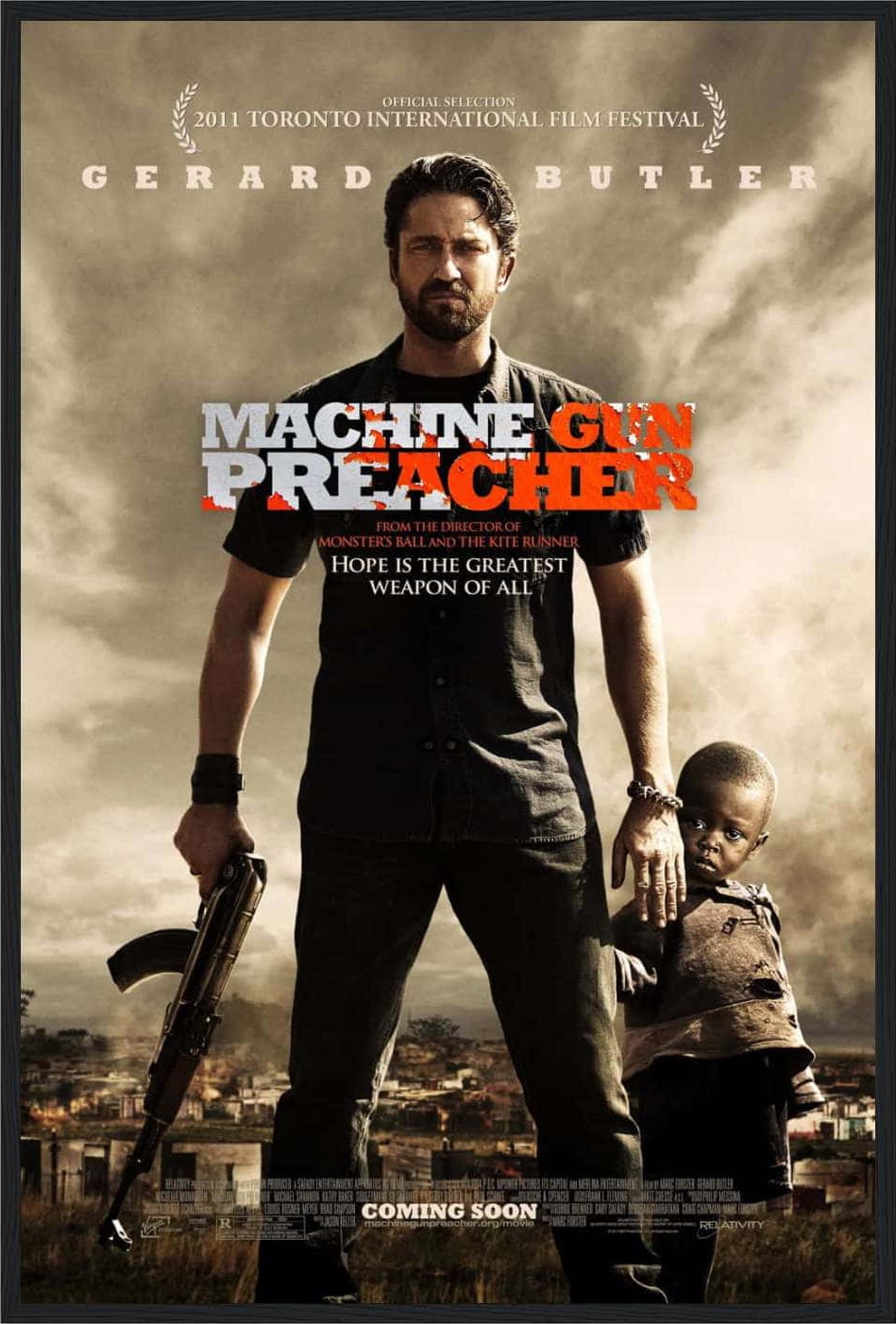 Gerard Butler as Sam Childers in Machine Gun Preacher poster